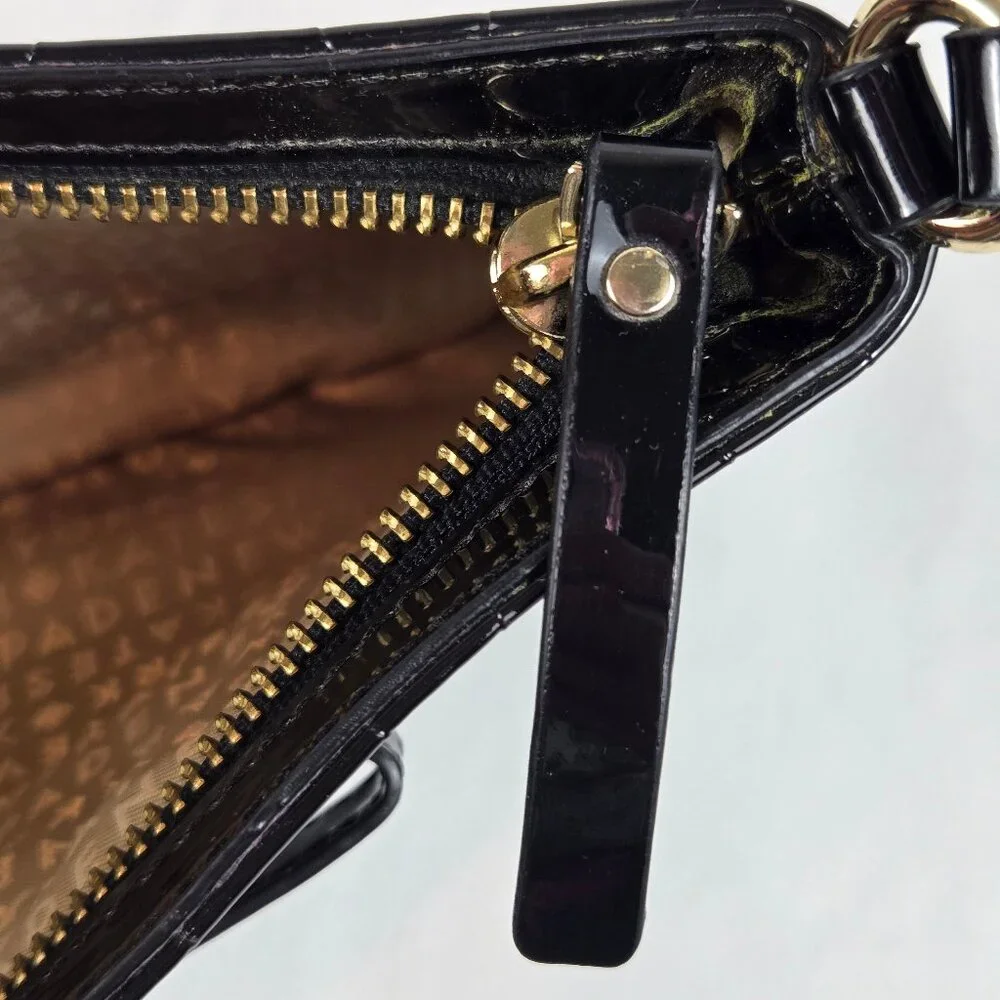 Kate Spade Camellia Street Amy Crossbody Bag Black Patent PVC Debossed Dots